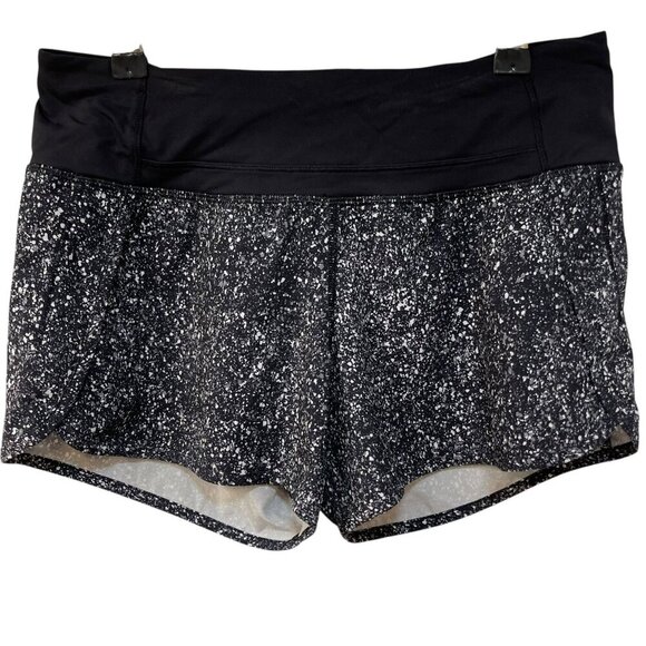 Lululemon Speed Short Mini Splatter Black White Size 4 No liner - Picture 1 of 5
